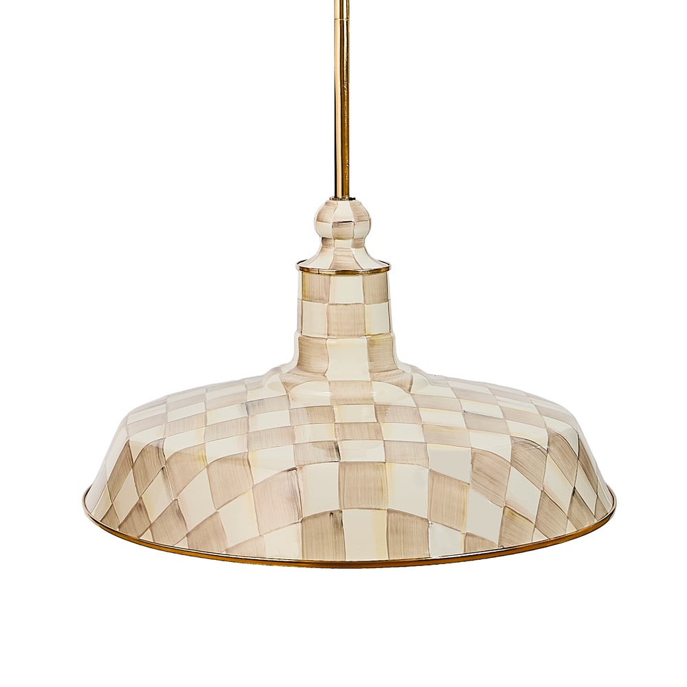 Mocha Check 18" Barn Pendant