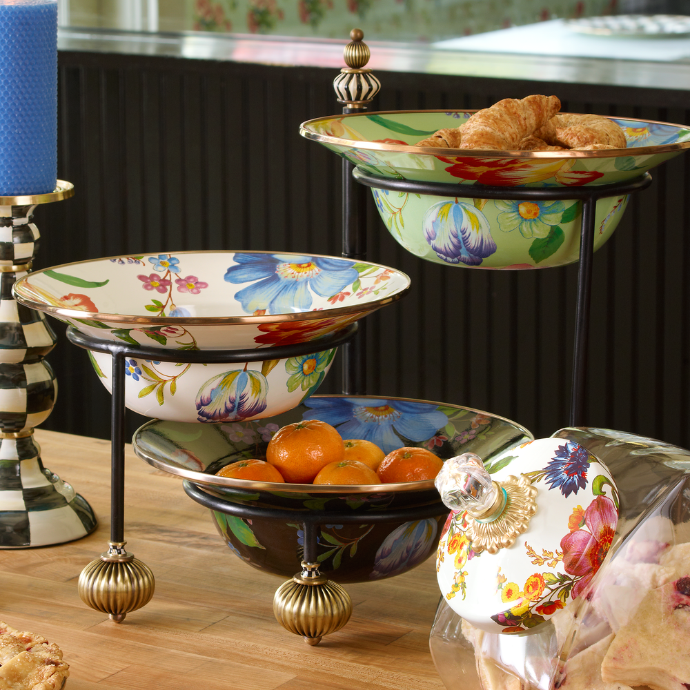 Floral Enamel Serving Bowl